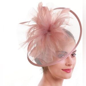 Women's Fascinator Feathers Tea Party Hat Veil Headband with Headband